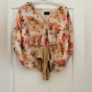 Vici Floral Bodysuit - Cream and Pink